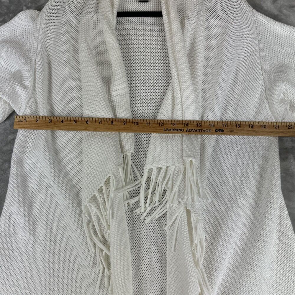 Pure Handknit for Fresh Produce Open Cardigan Women's XS/S White Fringe (1032) - Picture 9 of 11